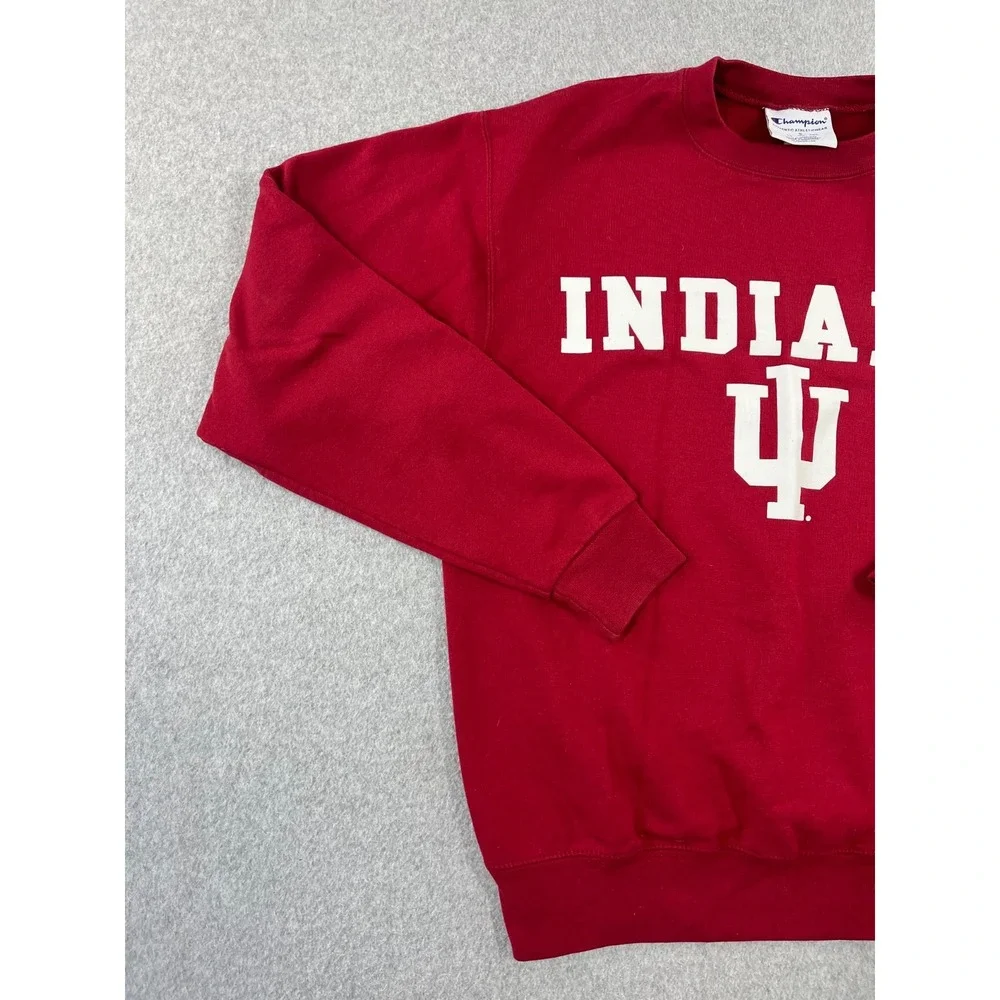 Indiana University Sweatshirt Mens S Red Champion IU Hoosiers Long Sleeve Crew